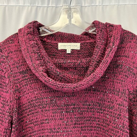 Evan Picone Womens Pullover Sweater Multicolor Long Sleeve Cowl Neck Medium - Picture 3 of 10